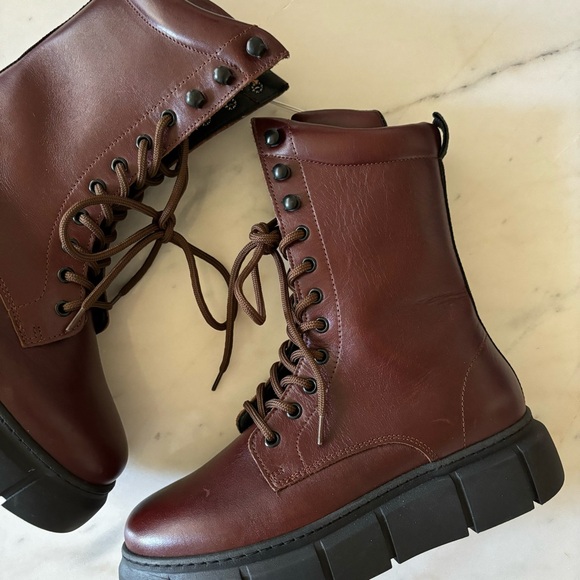 The Bear Denmark Tove Lace Up Platform Combat Boots Brown NEW - Picture 4 of 8